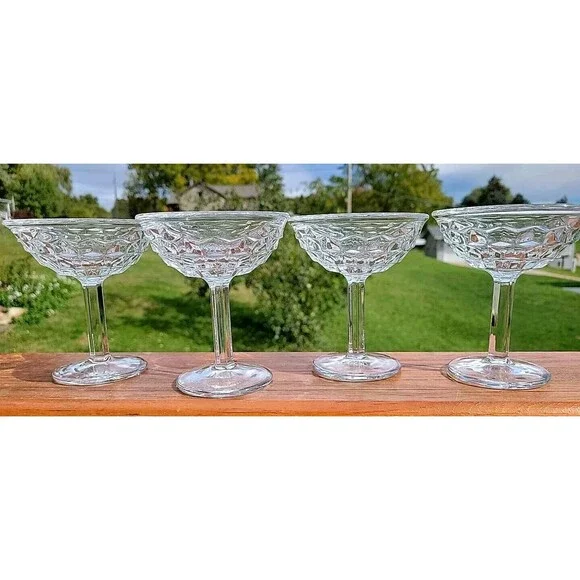 Vtg set of 4 Fostoria AMERICAN Tall Stemmed Glasses SHERBET CHAMPAGNE Holiday - Picture 10 of 11